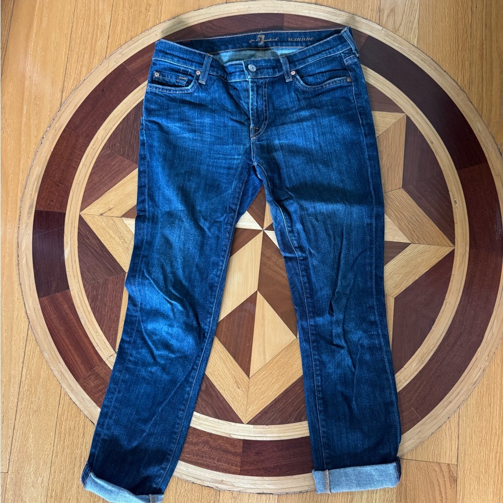 7 For All Mankind Dark Blue Ankle Jeans